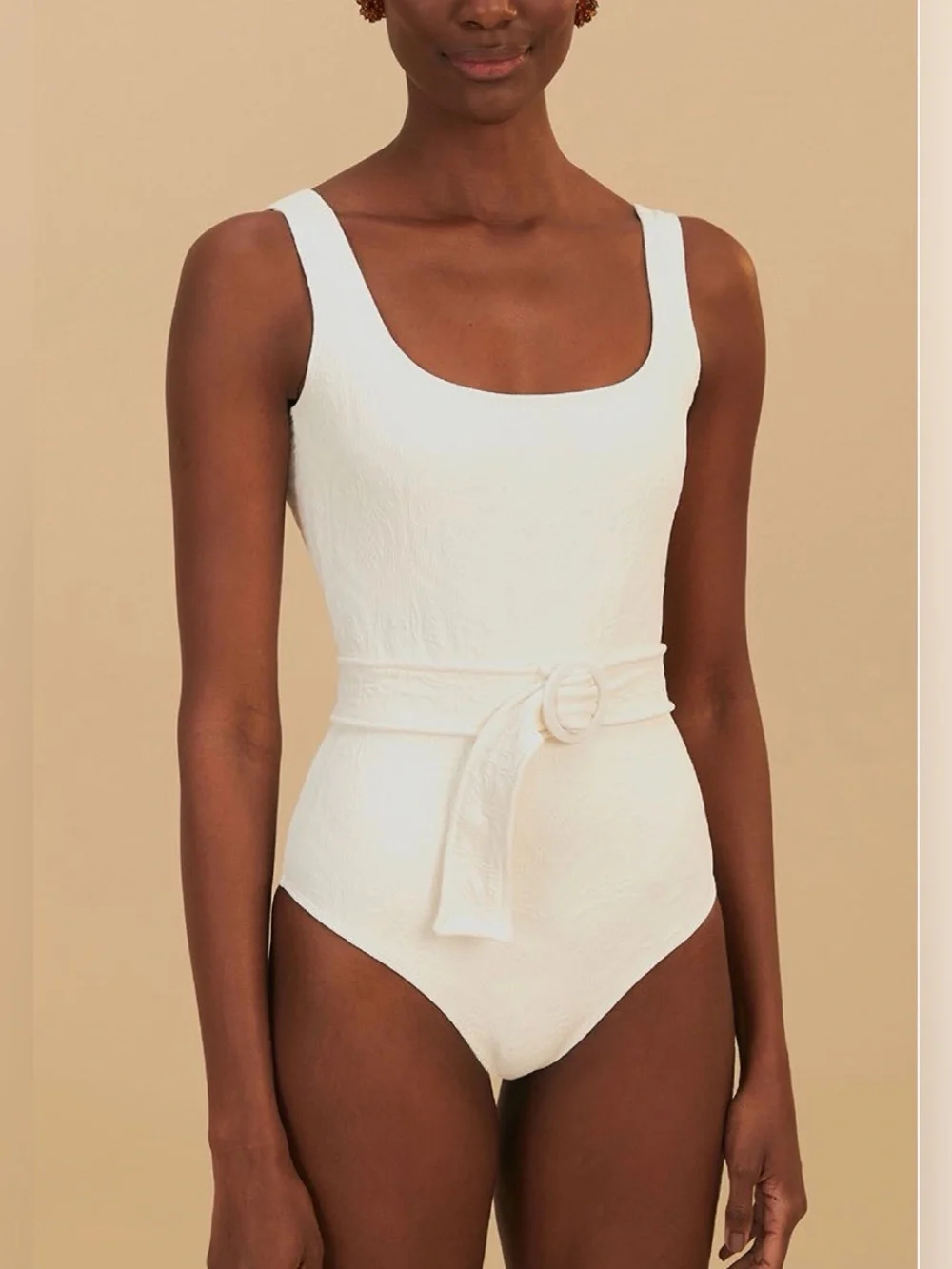 Farm Rio: WHITE PINEAPPLE MATELASSE ONE PIECE